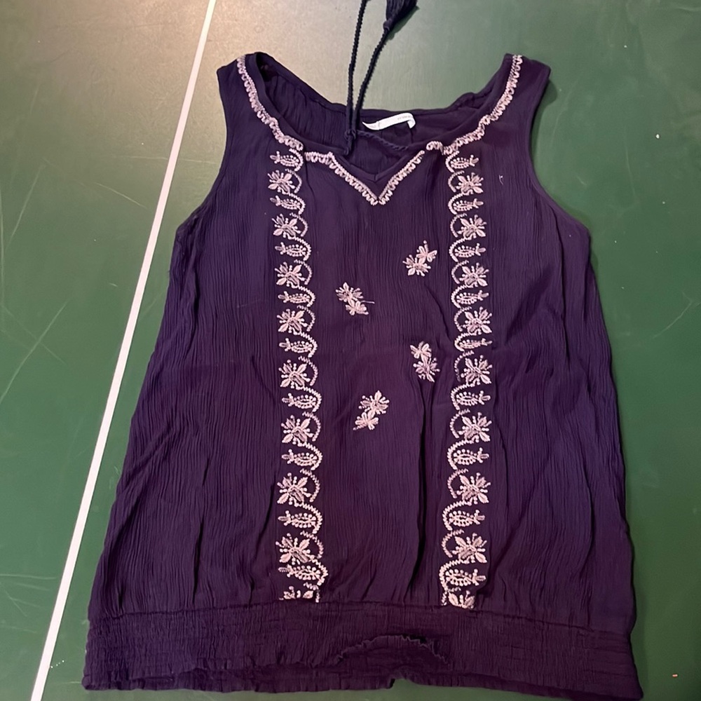 A navy blue tank top